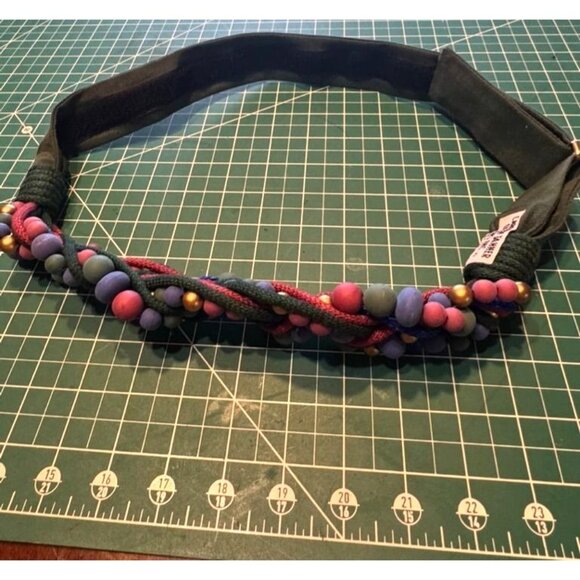 Carolyn Tanner Designs Multicolor Beaded Braided Elastic Belt - Picture 6 of 6